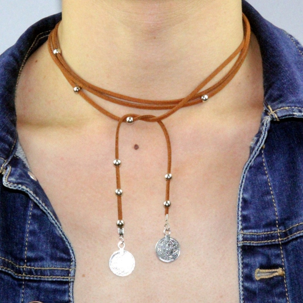 Leather wrap necklace